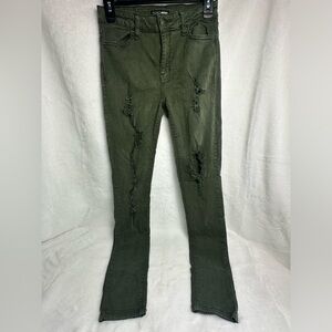 GREEN RIPPED JEANS - SKINNY JEANS - SIZE 7